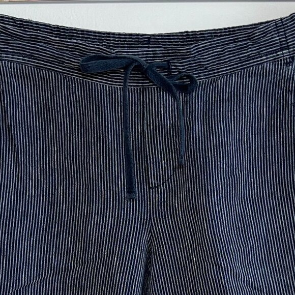 J. Jill love linen, 100% Linen pants, Navy/white stripe,  size Petite Medium - Picture 1 of 7